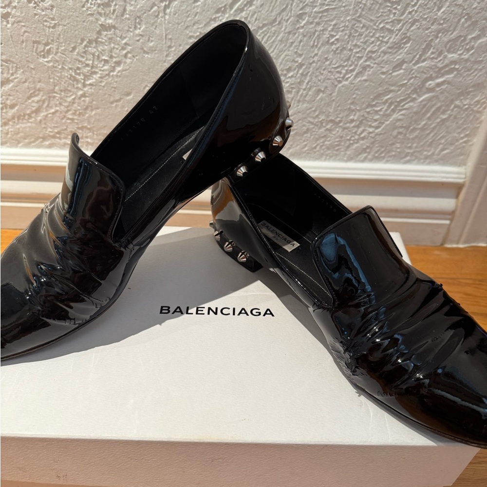 Balenciaga Black Slip-On Loafers with Edgy Studs size 10m women’s shoes, but men